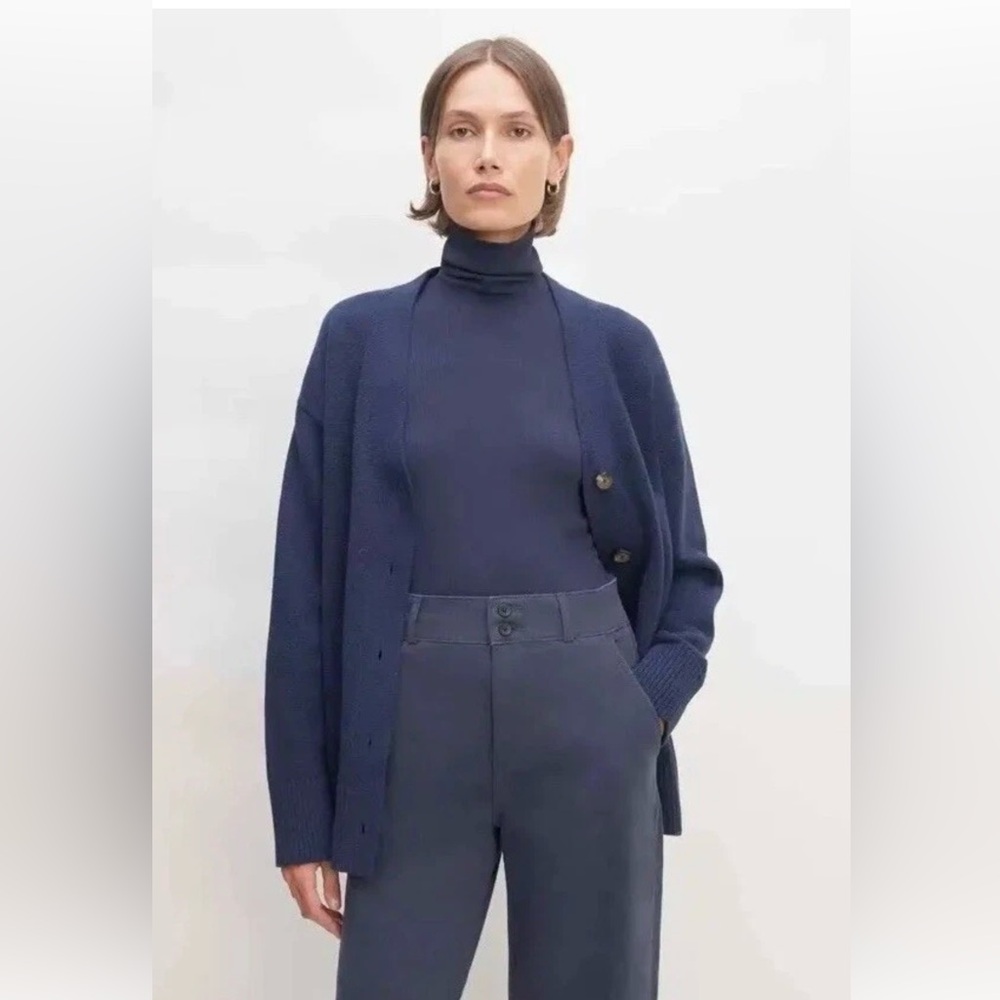Everlane - Women's The Organic Cotton Cardigan Sweater, Navy Size XL